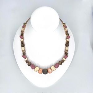LOFT Pink+Brown Rhinestones Collar Statement Necklace